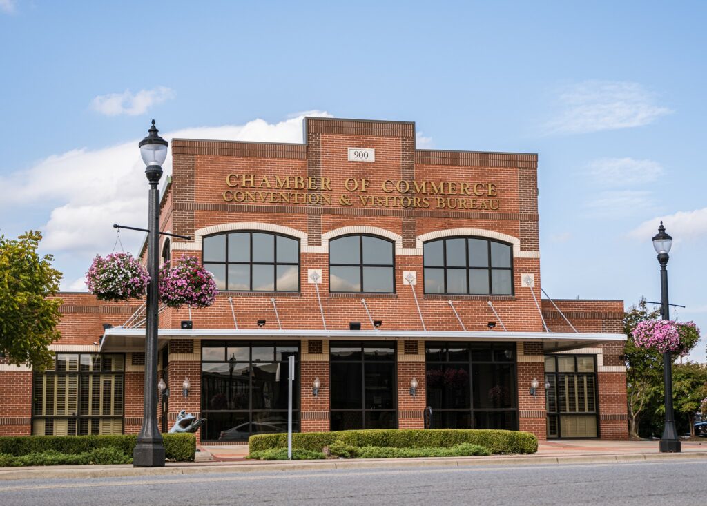 The exterior of the Chamber of Commerce Convention & Visitors Bureau building.