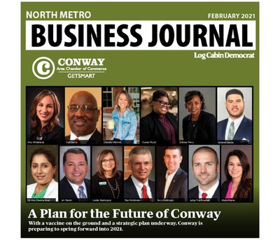 Cover of the February 2021 North Metro Business Journal, titled, "A Plan for the Future of Conway."